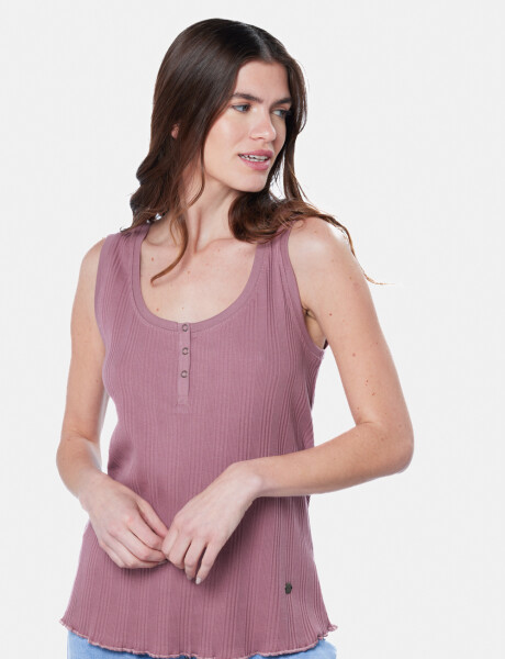 MUSCULOSA RIB CON BOTONES Rosado