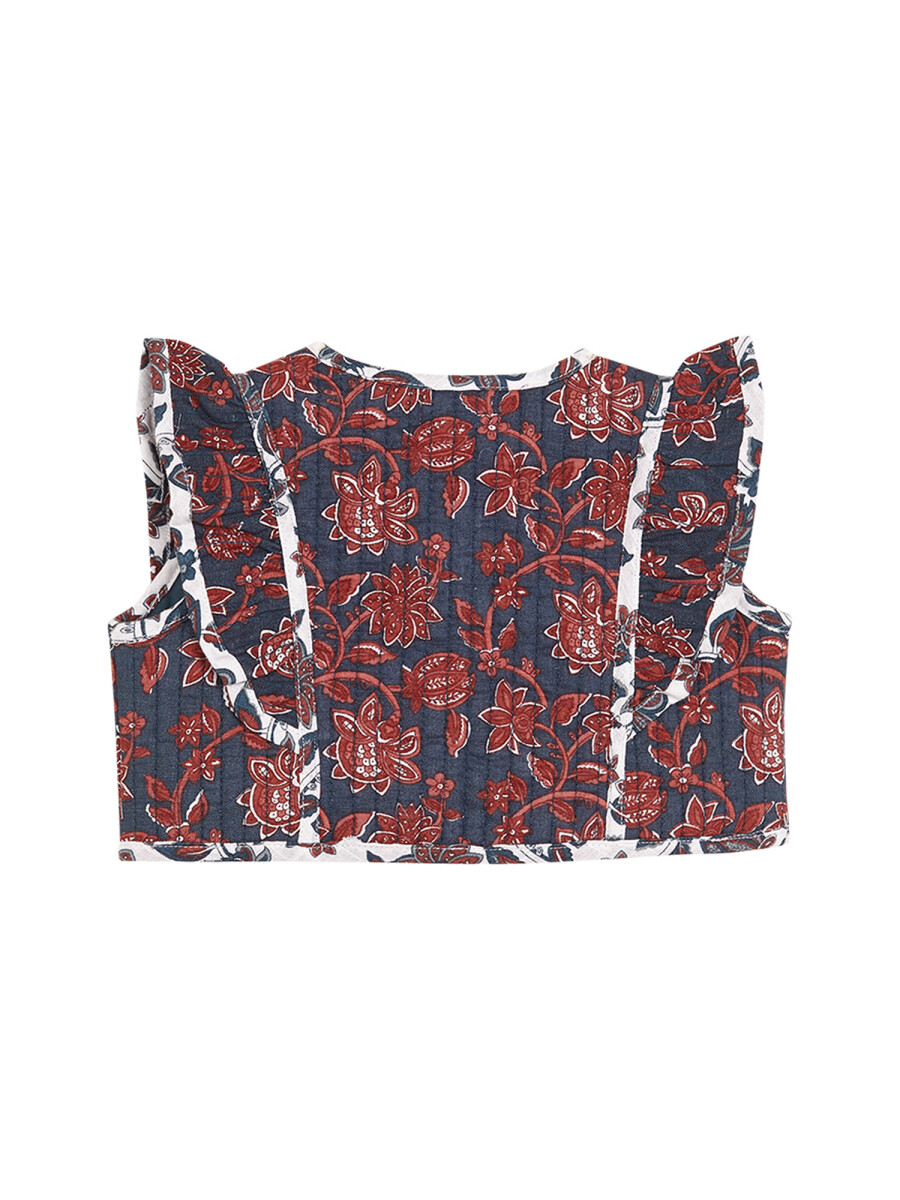 Chaleco Acolchado Con Volante Petroleo