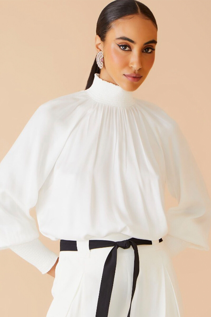 Blusa Cuello Alto Lastex - Off White 