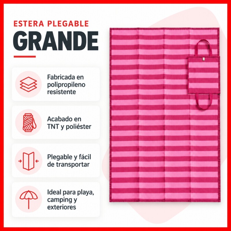 Estera individual doblable 1,80 x 0,9 m ROSADO