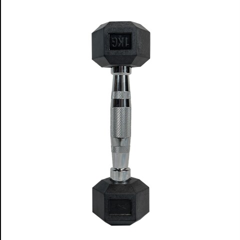 Mancuerna Hexagonal Recubierta De Goma 1Kg Negro