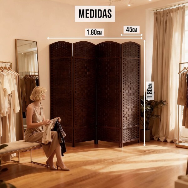 Biombo Divisor Separador Ambientes 4 Paneles Rattan 180m Rattan Imback Color Marron Oscuro Biombo Divisor Separador Ambientes 4 Paneles Rattan 180m Rattan Imback Color Marron Oscuro