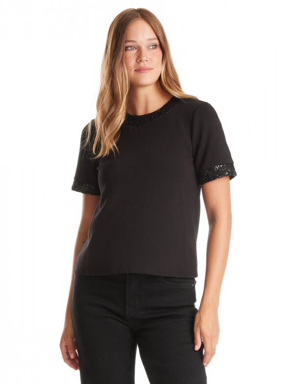 Blusa Aplique Lentejuelas NEGRO