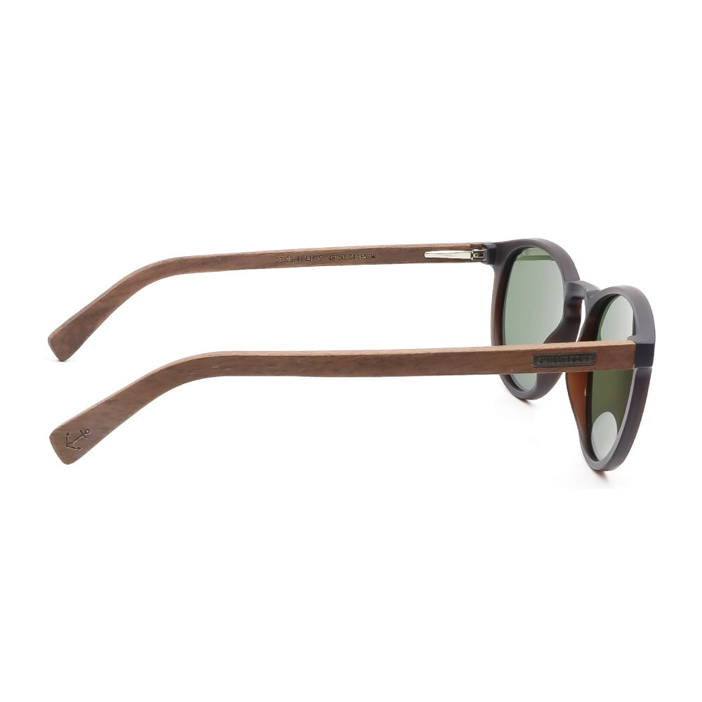Lentes De Sol Bambu E Madeira Redondo - Unisex Verde/Marrón