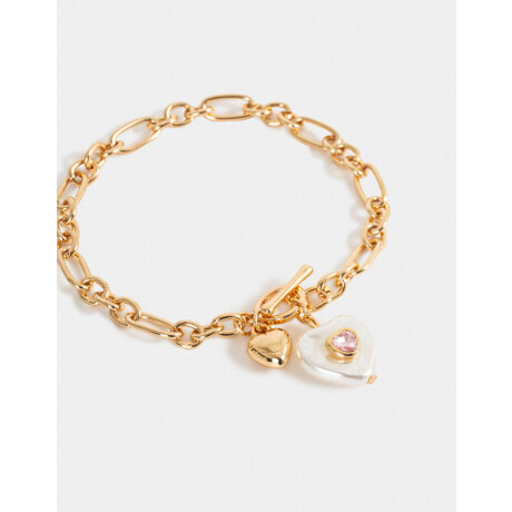 Pulseras Flexibles Con Perlas Dorado