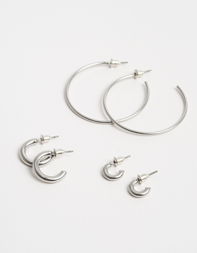 AROS SETS X3 PLATEADO PLATEADO