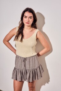 Falda Gingham Gingham Marron