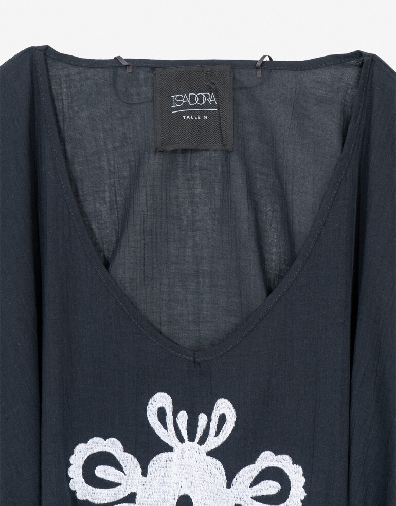 Vestidos Kaftan De Algodón - Combinacion Bicolor