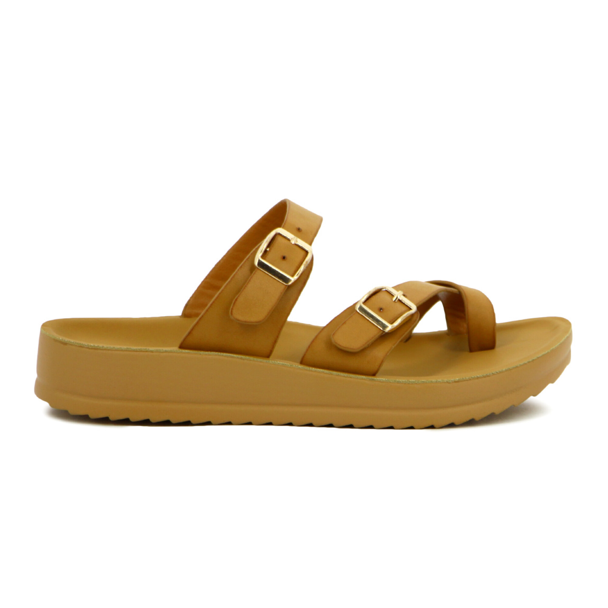 Sandalias Mujer Darkness Tira Cruzada Y Hebillas - Marron Claro — Macri