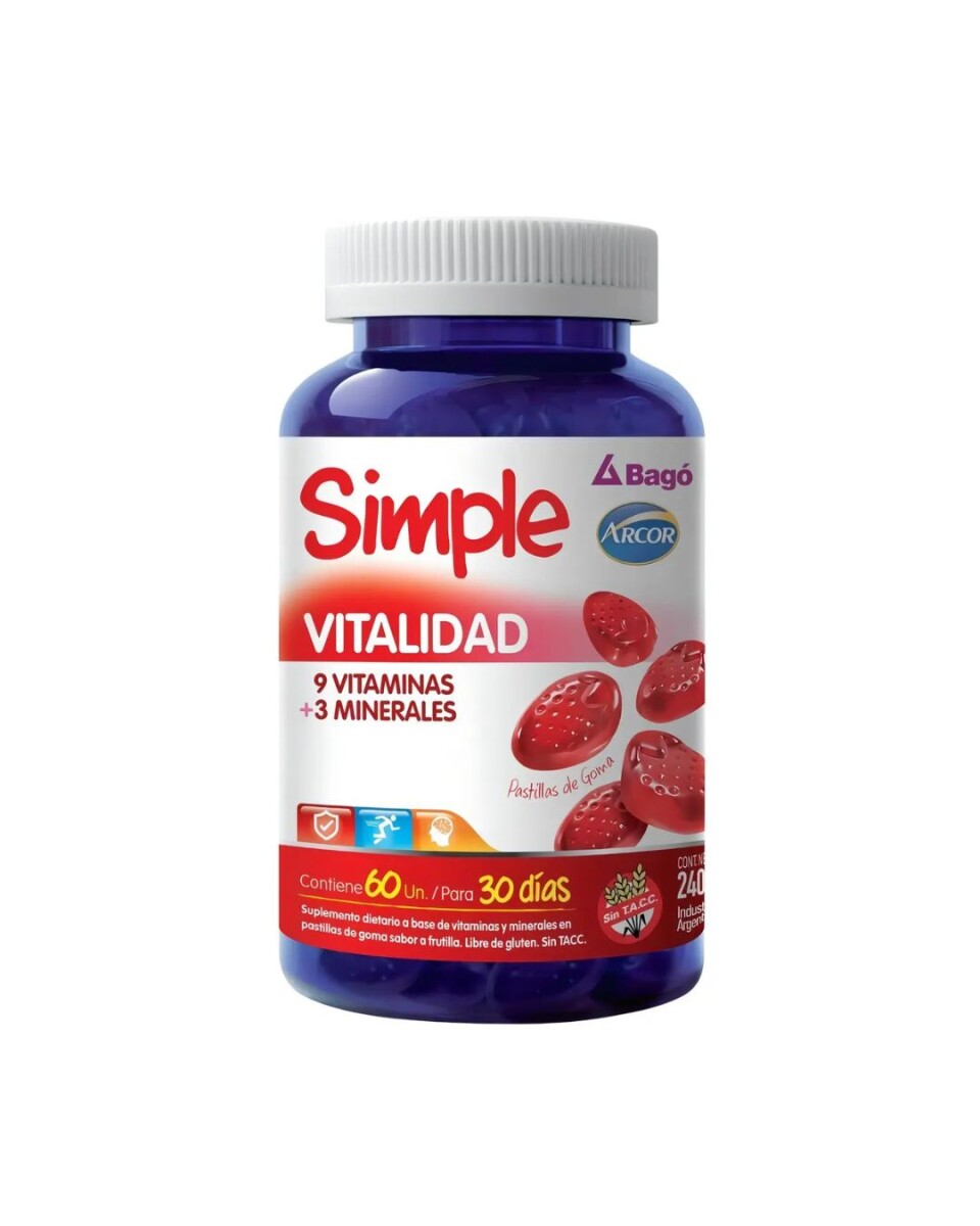 ¡OFEERTA IMPERDIBLE! Suplemento Simple Vitalidad 60 unidades Arcor 