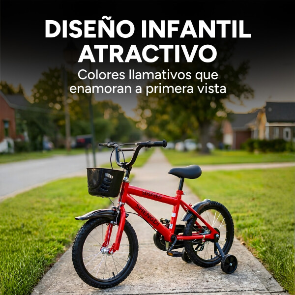 Bicicleta Infantil Shengdi R16 Canasto Parrilla Guardabarros Rojo 1