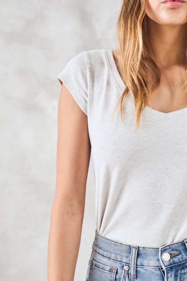 Remera Algodón Elastano Gris Melange