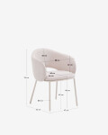 Silla Maina de chenilla beige y patas de acero con acabado beige FSC Mix Credit Silla Maina de chenilla beige y patas de acero con acabado beige FSC Mix Credit