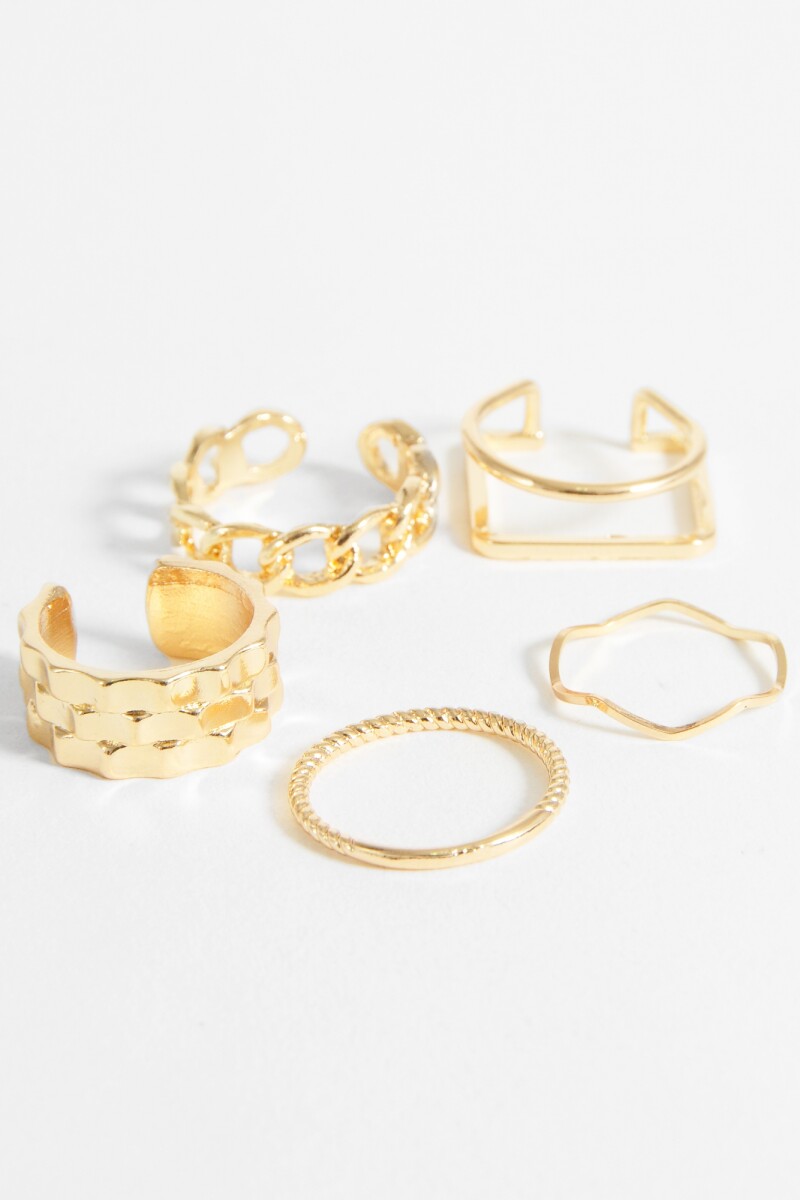 Set anillos metalicos dorado