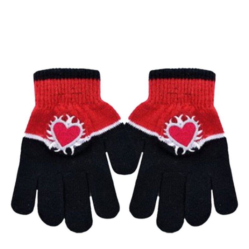 Guantes Infantiles Footy Corazón Negro - Rojo
