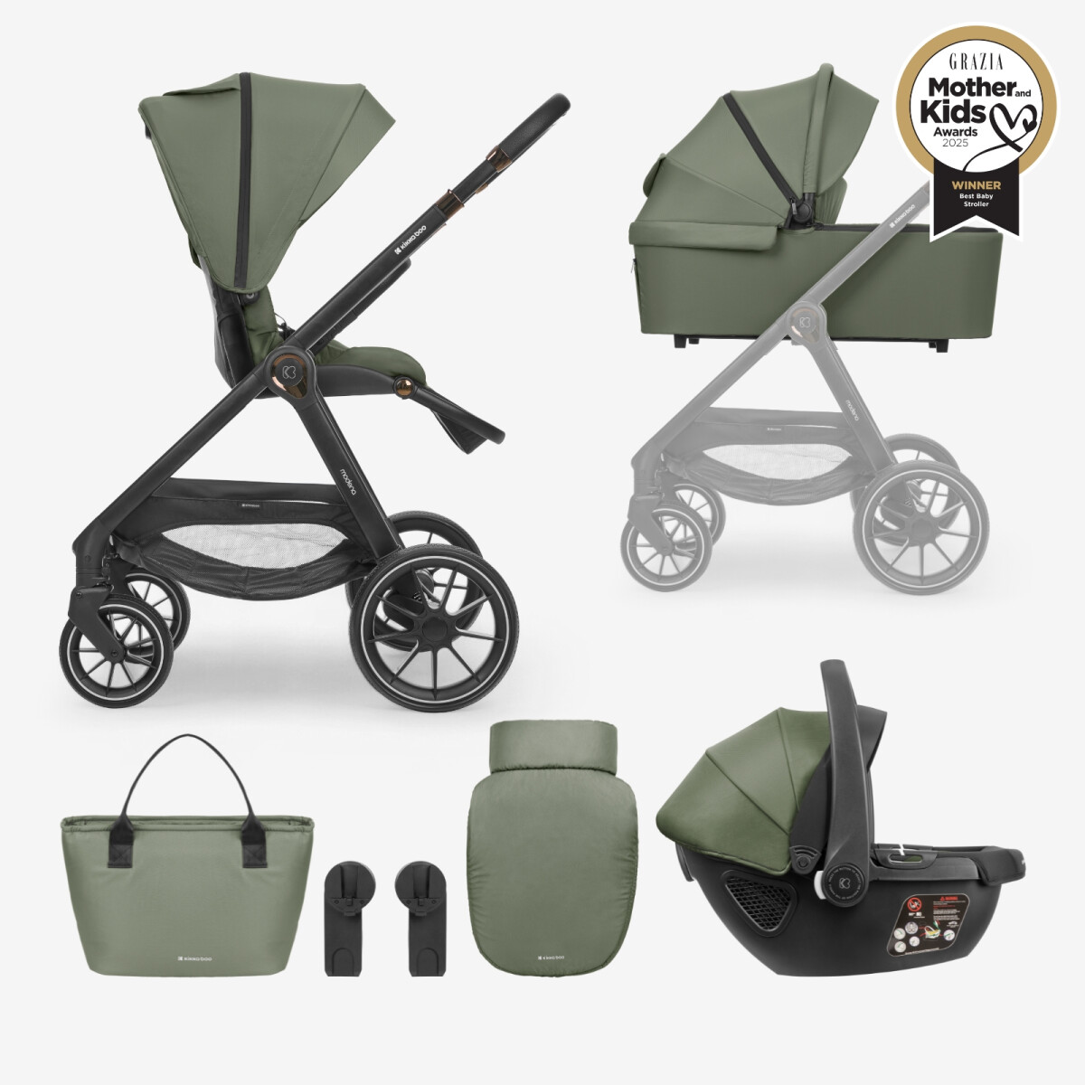 Travel system 4 en 1 MODENA green army KIKKABOO 