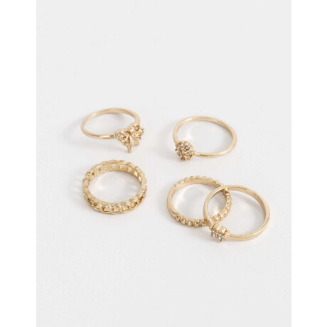 Sets De Anillos Con Strass Crystal Dorado