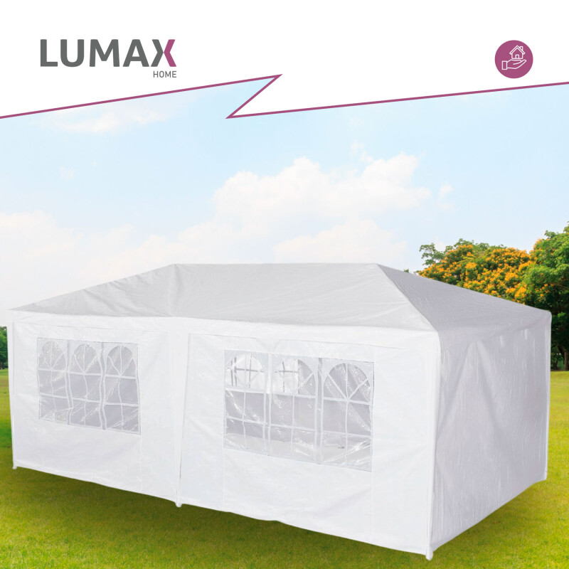 Gazebo Lumax Liviano Desarmable Paredes, Para Eventos 6x3 mts Blanco