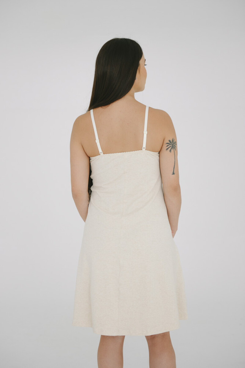 Camisón Maternal Rocío Algodón – Embarazo, Lactancia y Postparto Beige Melange