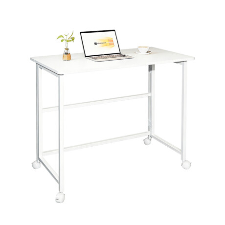 Escritorio Minimalista Blanco Metal Y MDF Plegable esh0025 BLANCO