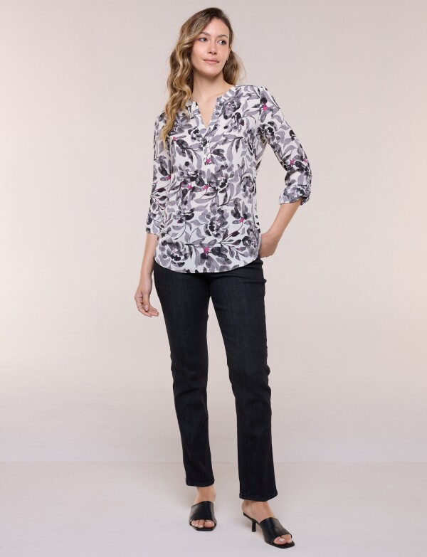 Blusa Gasa Print MULTI/GRIS