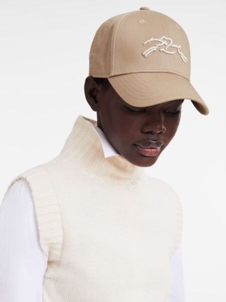Longchamp-Gorro de algodón bordado Negro Opaco