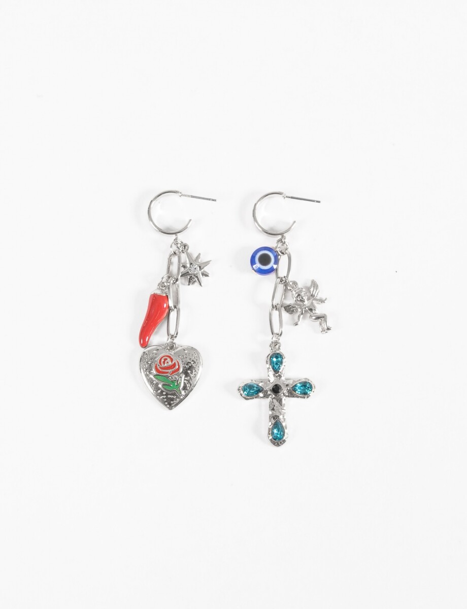 Caravanas dijes fancy - plateado 