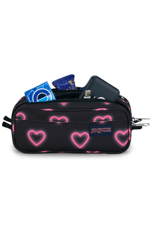 Large Accessory Pouch Happy Hearts Black