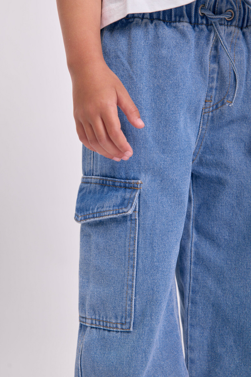 Pantalón jean cargo Azul Medio