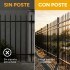 Poste Para Reja Modular Cerco Seguridad Hierro 2,40 Metros Color Negro