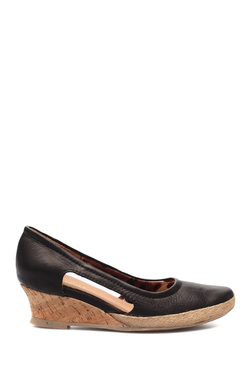 Zapato Taco Corrido Cuero - Negro 