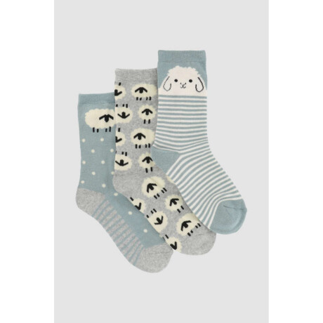 Pack x3 medias deportivas half terry diseño varón mor Variante 9