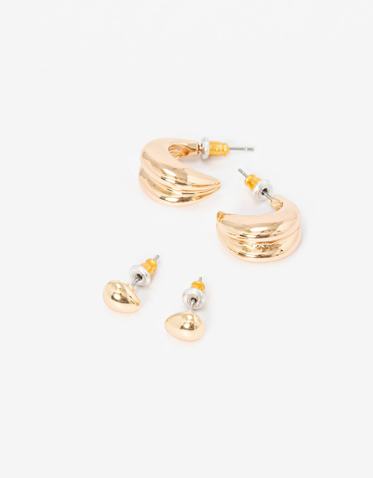 Aros Sets Metal Set De Aros Bold De La Línea Stay Golden. - Dorado