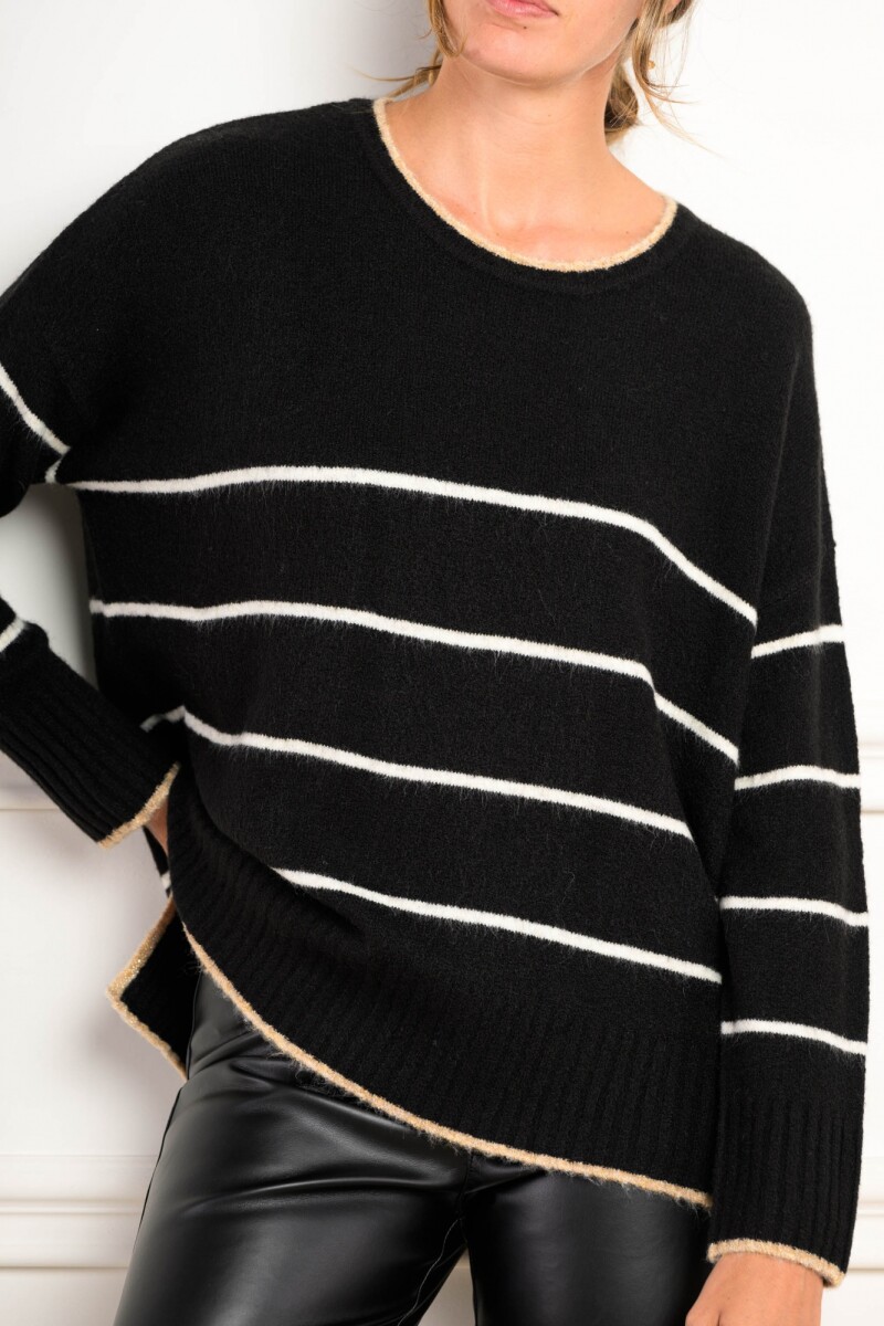 Sweater Rayado - Negro 