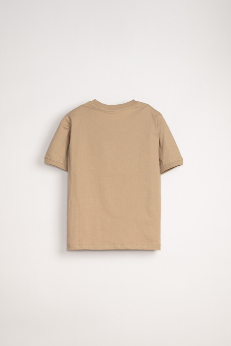 Remera básica manga puño Beige