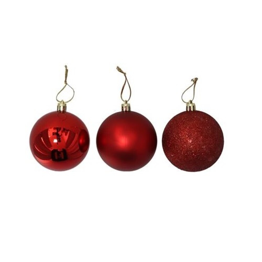Set de Esferas Navideñas Rojas x10 – 6 cm GE BOLA DE NAVIDAD X 10 ROJA 6 CM 3 SURTIDOS
