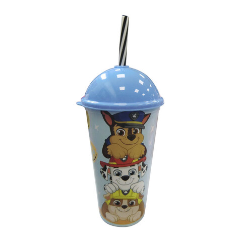 Vaso Plástico Milk Shake con Pajita Paw Patrol 500 ml CHASE Y RUBBLE