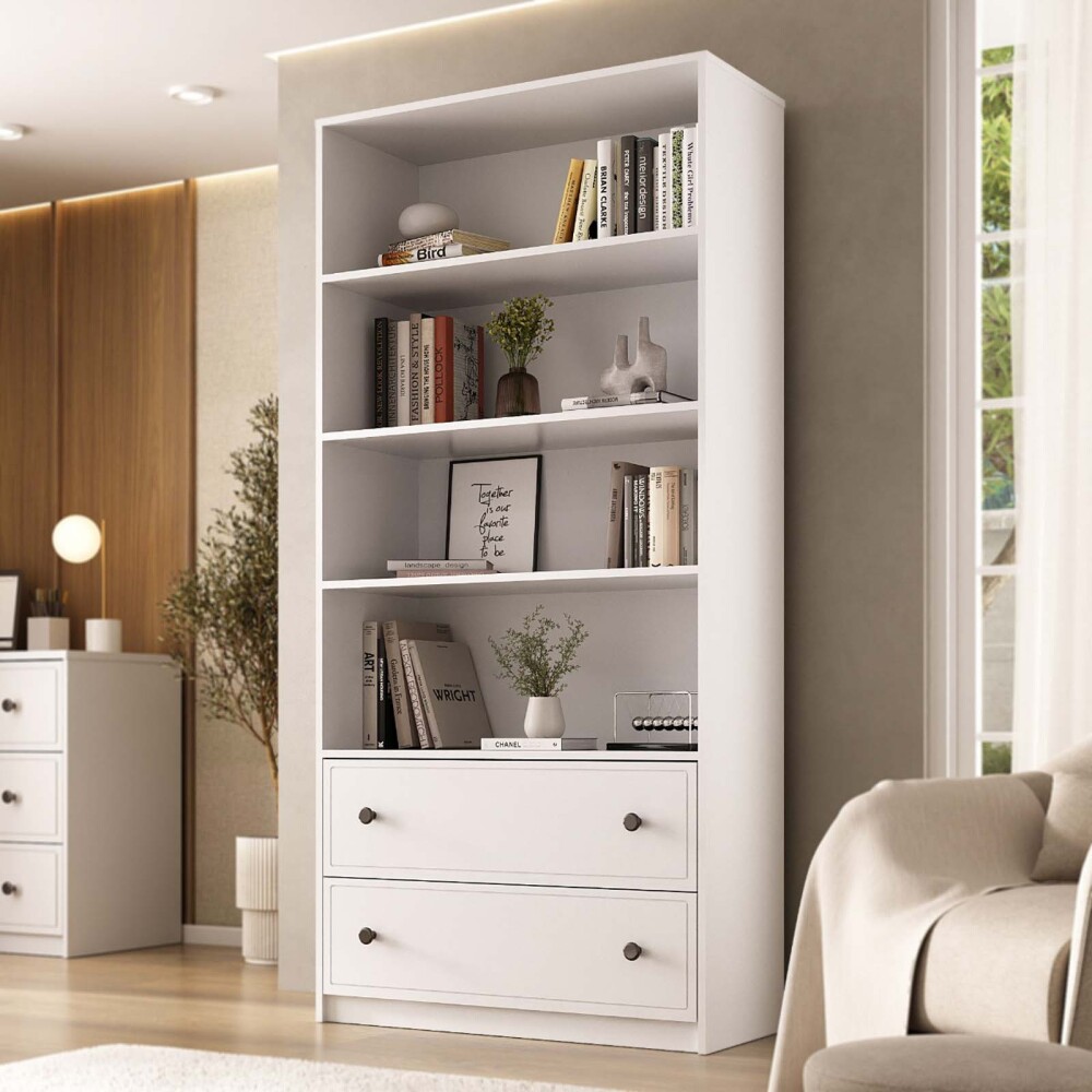 BIBLIOTECA MDF BLANCO AMERICANA