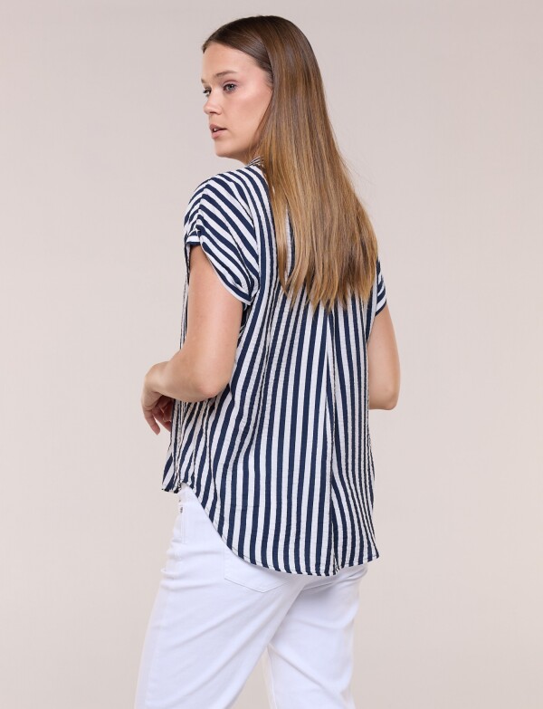 Camisa Rayas BLANCO/AZUL