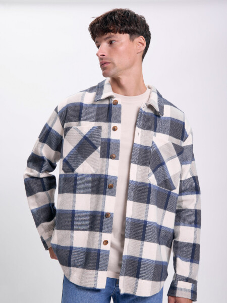 Sobrecamisa cuadros Crudo