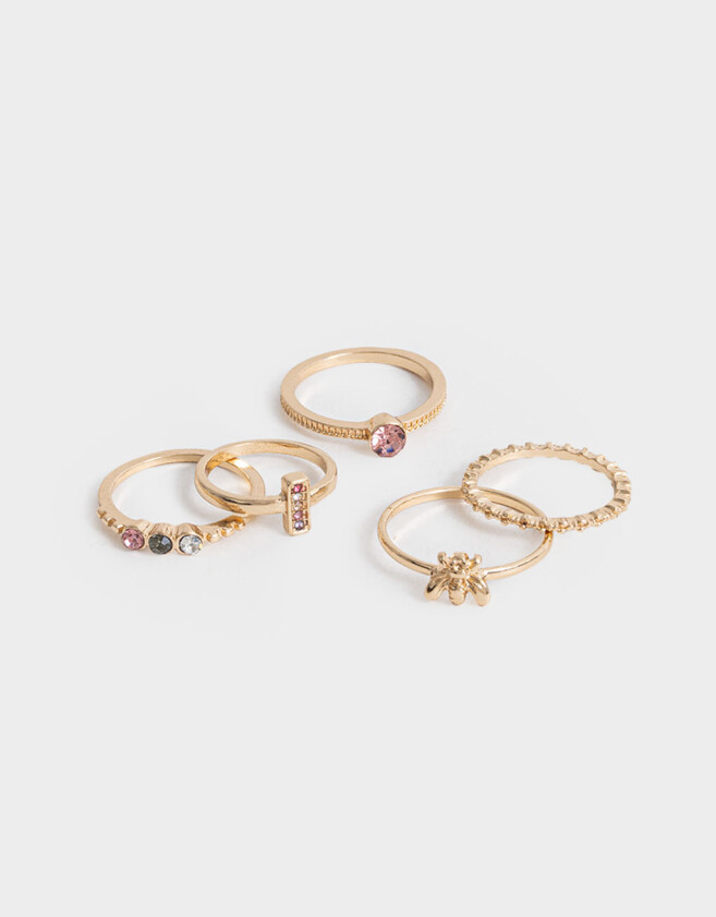 Sets Anillos Con strass Set De Anillos Metal - Dorado