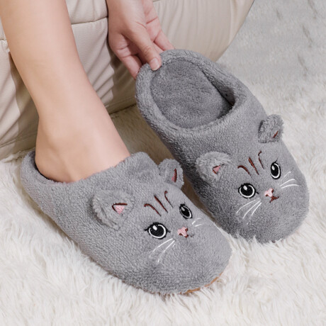 Pantuflas Gatito Varios Colores Gris
