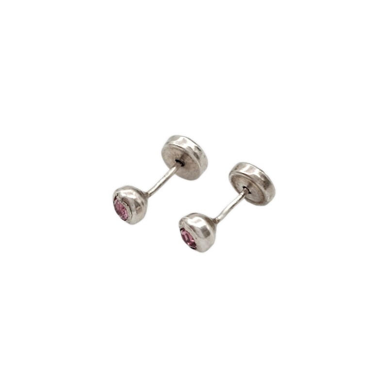 Abridores bebe Solitario - Plata 925 - Piedra Zirconia rosa-AB3002 Conpiedra