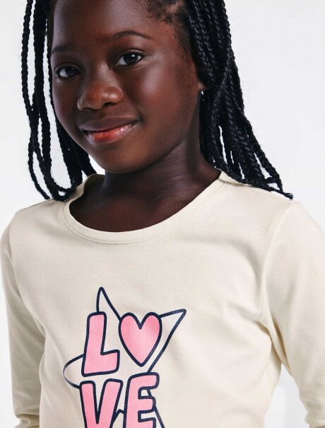 BLUSA INFANTIL CON ESTAMPA BEIGE