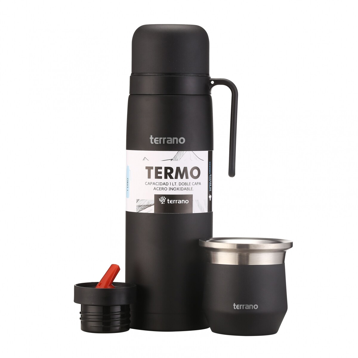 Kit Termo Manija Rigida + Mate Flap - Negro 