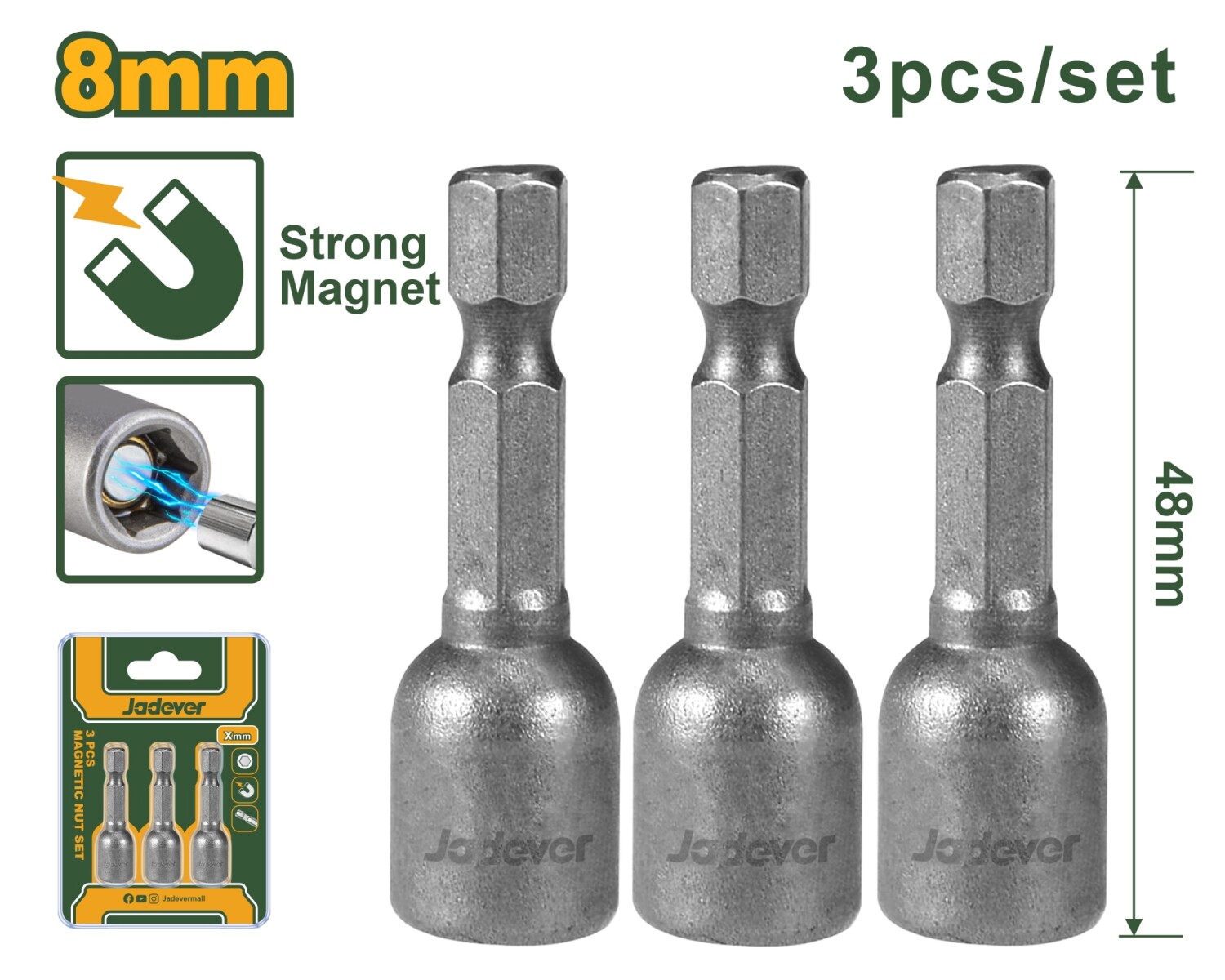 ADAPTADOR MAGNET 8MM ENC 1/4 JADEVER 