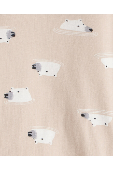 Pijama cuatro piezas de algodón, dos remeras y dos pantalones, diseño pingüinos y osos Sin color