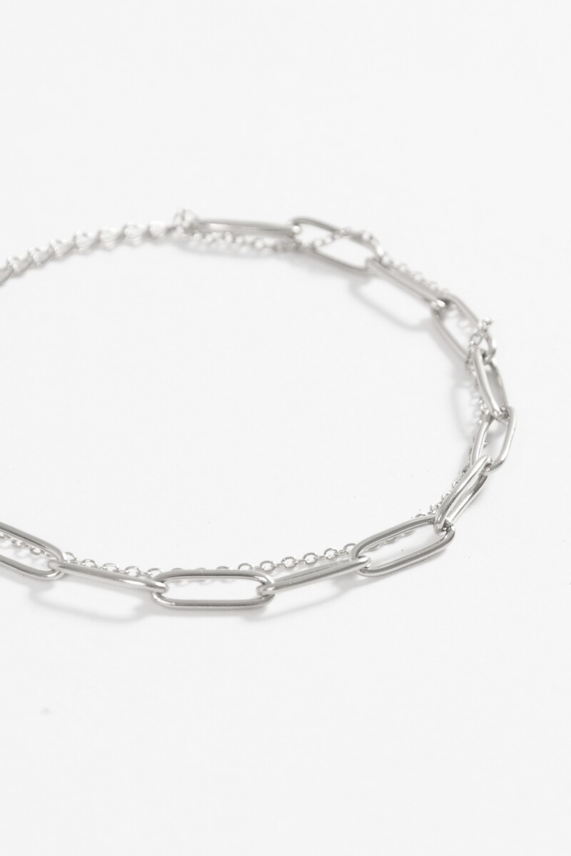 Pulsera de acero doble cadena plateado