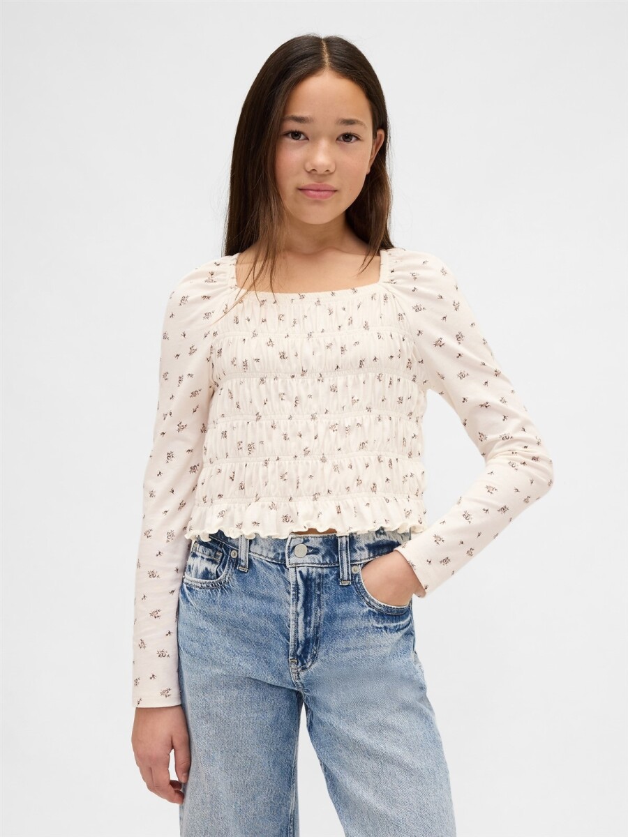 Top Smocked Niña - Ivory Frost Floral 