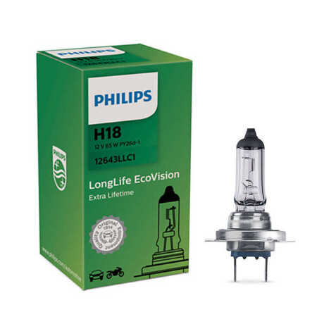 LAMPARA - H18 12V 65W PY26D LONG LIFE ECOVISION PHILIPS LAMPARA - H18 12V 65W PY26D LONG LIFE ECOVISION PHILIPS